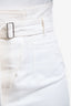 Officine General White Denim Charlotte Belted Midi Skirt Size 6