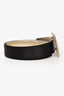 Roger Vivier Black Satin Crystal Buckle 'Pilgrim' Belt Size 75