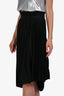 Balenciaga Black Pleated Midi Skirt with Logo Waistband Size 38