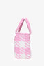 Miu Miu Pink/White Woven Basket Top Handle Bag