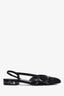 Pre-loved Chanel™ Black Canvas Sequin CC Flat Slingbacks Size 35.5