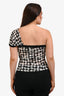 Jean Paul Gaultier Black/White Silk Blend One Shoulder Tank Top Size M