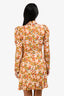 Sandro Orange Floral Crystal Neckline Long Sleeve Ruffled Mini Dress Size 38