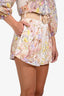 Zimmermann Yellow Multicolour Linen Floral Shorts Size 0