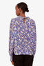 Isabel Marant Etoile Silk Purple/Multicolour Ikat Pattern Long Sleeve Blouse Size 38
