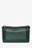 Pre-loved Chanel™ Metallic Green Aged Lambskin Leather Old Medium Boy Bag