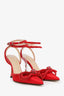 Mach & Mach Red Glitter Crystal Bow Heels Size 37