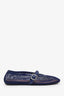 Alaïa Navy Leather-Trimmed Fishnet Ballet Flats Size 39