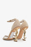 Saint Laurent Beige Suede 'Opyum' Strap Heels Size 36.5