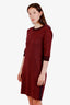 Pre-loved Chanel™ Red/Navy Cashmere Wool Blend Short Sleeve Dress Size 38