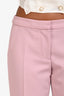 Dries Van Noten Pink Wool Pleated Tapered Pants Size 36