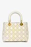 Christian Dior 2018 Cream Leather Medium Studded Supple Lady Dior Bag