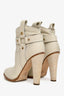 Jimmy Choo Cream Leather Western Style Heeled Ankle Boot Size 38