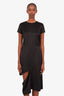 Maison Margiela Black Silk-Blend Short Sleeve Asymmetrical Mini Dress Size 40