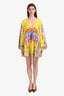 Camilla Yellow/Multicolour Linen Bell Sleeve Tunic Size M