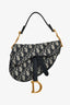 Christian Dior 2020 Blue Oblique Jacquard Mini Saddle Bag with Strap