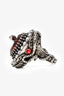 Alexander McQueen Silver Toned Red Wrap Snake Crystal Cocktail Ring Size 7