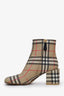 Burberry Beige Leather Nova Check Pattern Block Heel Ankle Boots Size 38