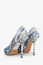 Jimmy Choo Black/White Canvas Printed Pointed Toe Heels Size 38
