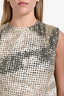 Maison Margiela 2017 Beige Mesh Pixelated Face Midi Dress Estimated Size M