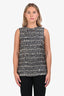 'S Max Mara Black/White Silk Patterned Sleeveless Tank Top Size 2