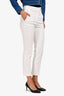 Brunello Cucinelli White Cotton Tapered Monili Detail Trousers Size 2