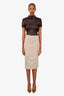Brunello Cucinelli Taupe Cotton Midi Skirt Size 10