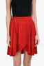 Maje Red Pleated Midi Skirt Size 1