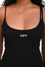 Off-White Black Ribbed Logo Scoop Neck Mini Dress Size 36
