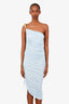 Bottega Veneta Blue One Shoulder Midi Draped Dress Size 38