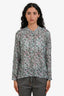 Isabel Marant Étoile Light Blue Cotton Floral Print Long Sleeve Top Size 38