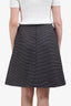 Pre-loved Chanel™ Navy/White Wool Silk Blend Striped Skirt Size 38
