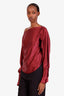 Christopher Esber Burgundy Boat Neck Silk Long Sleeve Shirt Size 8