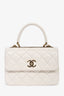 Pre-Loved Chanel™ 2025 White Quilted Lambskin Small Trendy Top Handle Flap Bag