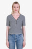 Frame Navy/White Cotton Striped Henley Tee Size S