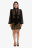 Marni Brown/Black Square Pattern Prints Mini Skirt Size 36