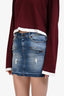 Balmain Blue Distressed Denim Mini Skirt Size 38
