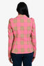 Smythe Pink and Brown Checked Puffed Sleeve Blazer Size 6