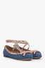 Valentino Denim/Nude Leather Rockstud Ballerina Flats Size 37