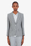 Max Mara Grey/White Linen Wool Herringbone Single Breasted Blazer Size 4