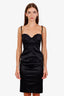 Just Cavalli Black Satin Bustier Midi Dress Size 40