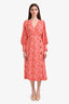 Ganni Orange/White Patterned Long Sleeve Maxi Dress Size 38