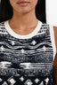 Pre-loved Chanel™ Cruise 2018 Navy Blue/White Jacquard Knit Sleeveless Mini Dress Size 36