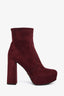 Prada Suede Burgundy Platform Ankle Boot Size 37