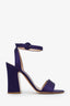 Gianvito Rossi Purple Satin Ankle Strap Tandi Sandals Size 38