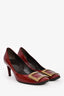 Roger Vivier Burgundy Patent Leather Buckle Kitten Heel Size 36