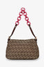 Fendi Zucca Canvas Mini Mamma Baguette Pink Resin Chain Shoulder Bag