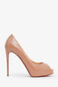 Christian Louboutin Nude Patent Open-Toe Heels Size 36.5