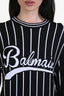 Balmain Black/White Striped Logo Sweater Size S