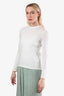 Pre-loved Chanel™ White Cotton LS Logo CC Button Detail Top Size